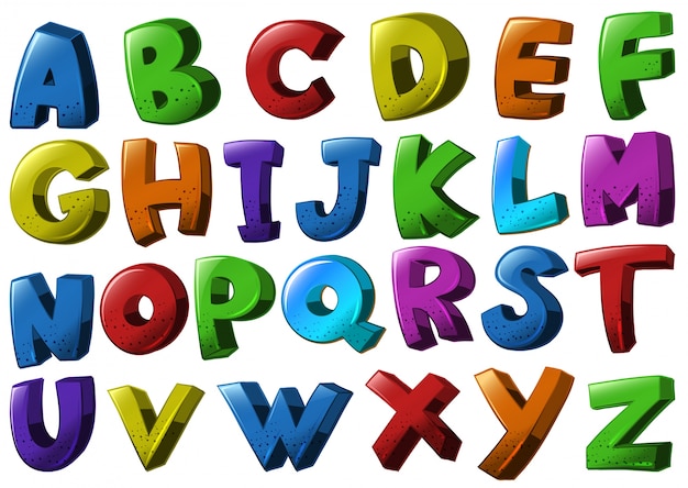 Бесплатное векторное изображение Английские алфавитные шрифты разных цветов