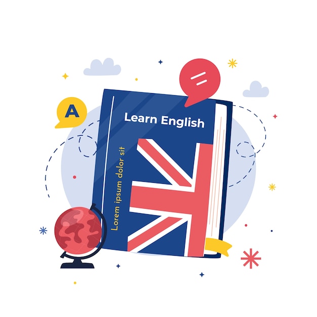 Free vector english book illustration design