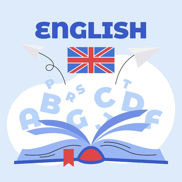 Free vector english book illustration design