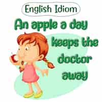 Vettore gratuito l'idioma inglese con una mela al giorno toglie il dottore di torno