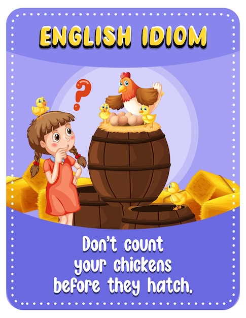 Free vector english idiom with dont count your chickens before they hatch