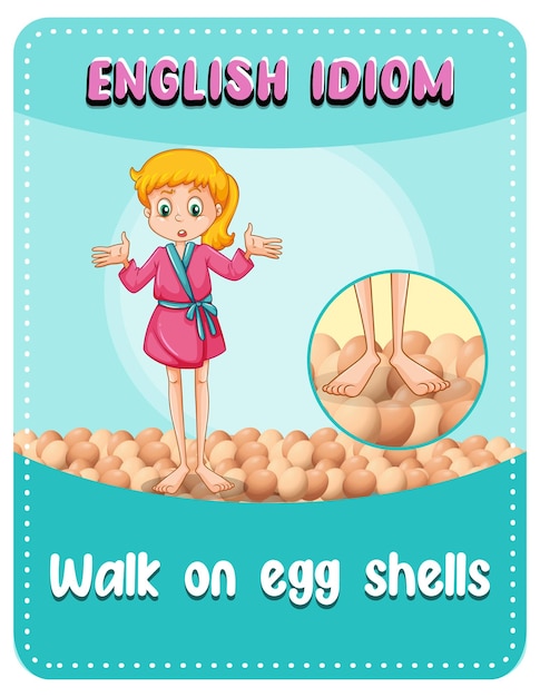 無料ベクター 卵の殻の上を歩くための画像の説明と英語のイディオム