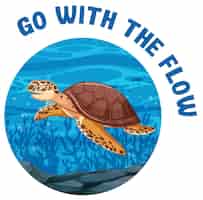 Free vector english idiom with picture description for go with the flow