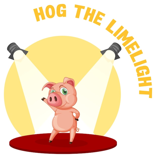 Free vector english idiom with picture description for hog the limelight