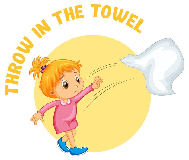 English idiom with picture description for throw in the towel