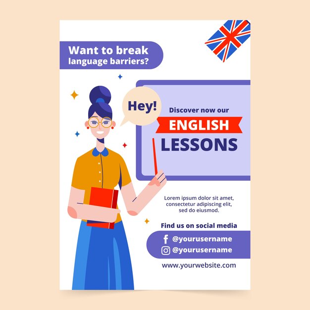 English lessons  poster template