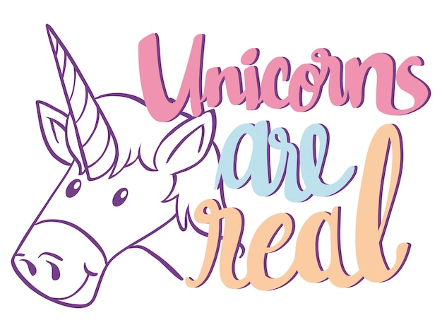 Free vector english phrase for unicorn are real