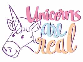 Free vector english phrase for unicorn are real