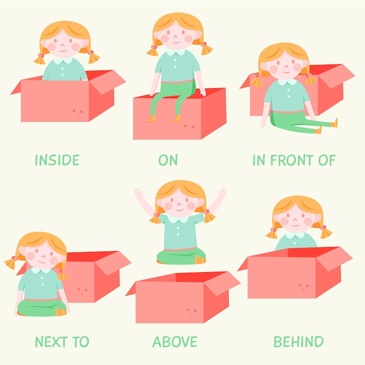 Free Vector english prepositions collection