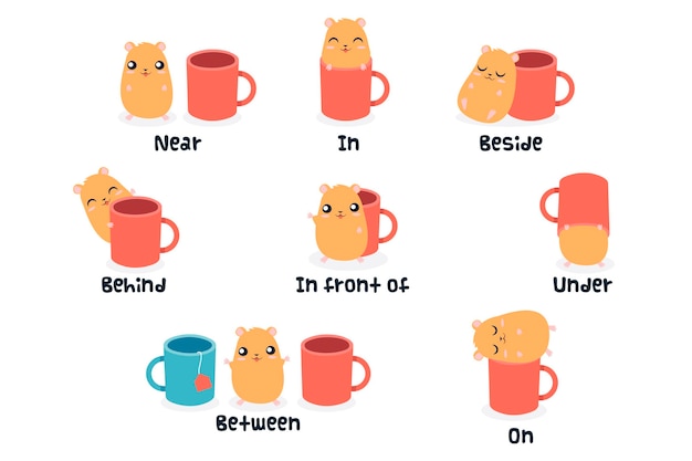 Free vector english prepositions illustration