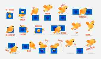 Free vector english prepositions for kids