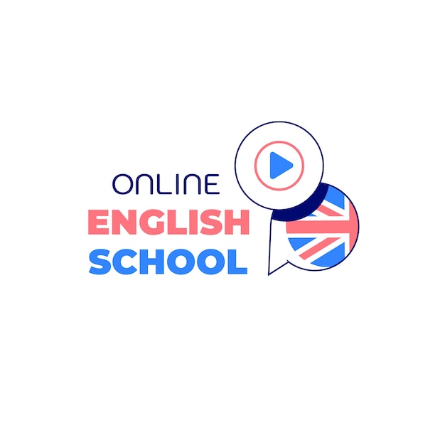 Modello di logo piatto disegnato a mano della scuola inglese