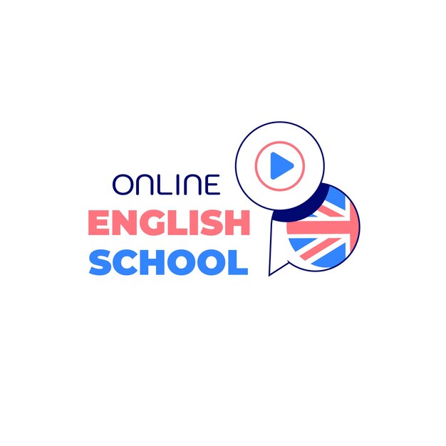 Английская школа рисованной плоский шаблон логотипа