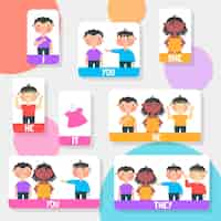 Free vector english subject pronouns with kids