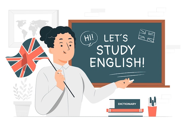 Vettore gratuito illustrazione del concetto di insegnante di inglese