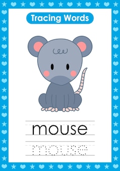 動物​の​マウス​で​英語​の​トレース​単語​ワーク​シート