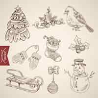 Free vector engraved christmas illustration