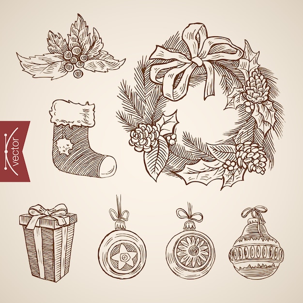 Engraved christmas illustration