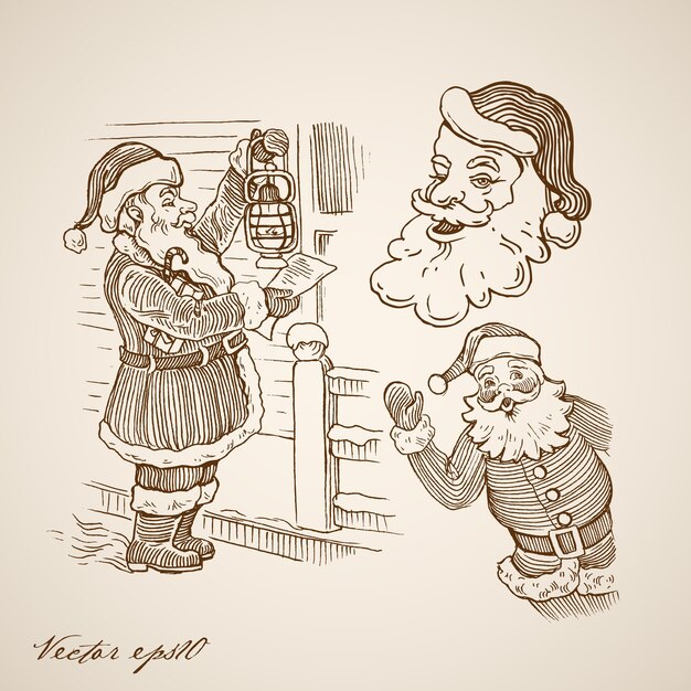 Free Vector engraved christmas illustration
