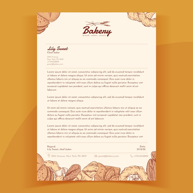 Engraving bakery letterhead template