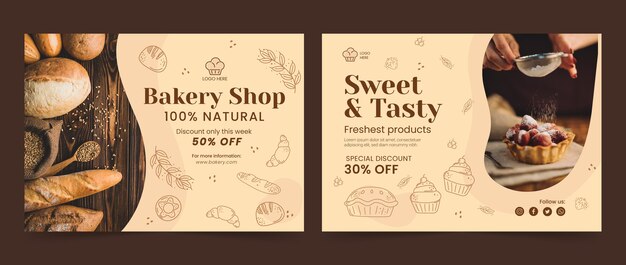 Engraving bakery shop brochure template