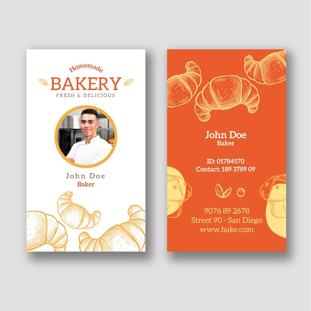 Free vector engraving bakery shop id card template