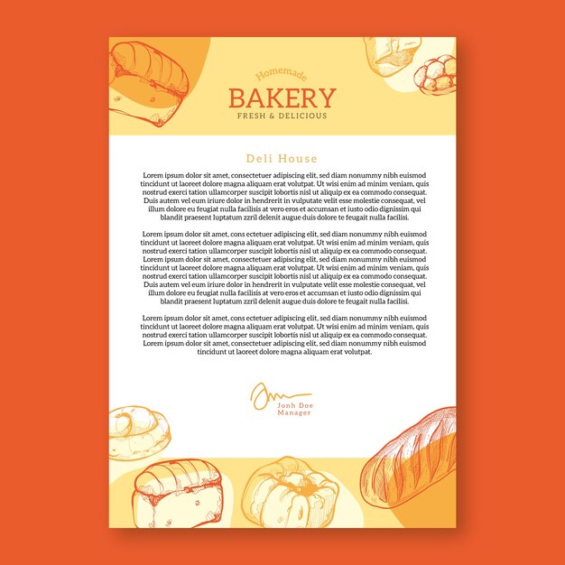 Free Vector | Engraving bakery shop letterhead template