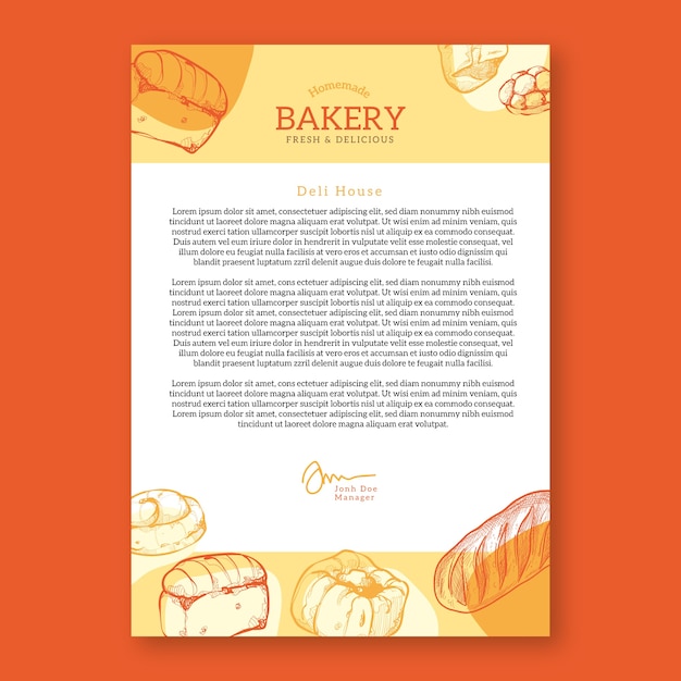 Engraving bakery shop letterhead template