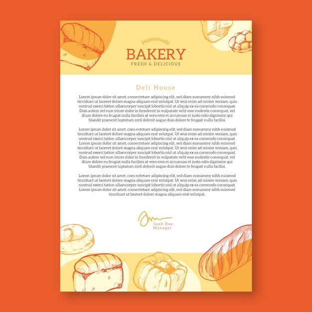 Free Vector | Engraving bakery shop letterhead template