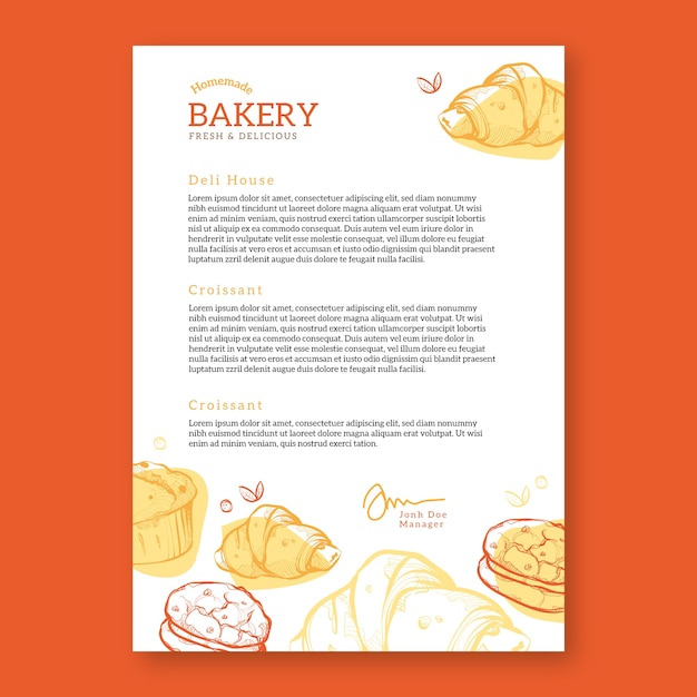 Engraving bakery shop letterhead