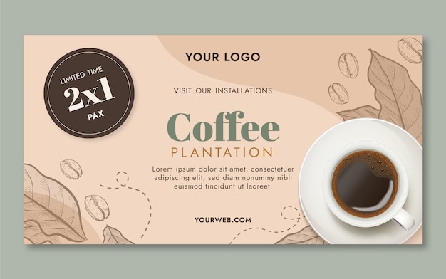 Free vector engraving coffee plantation facebook template