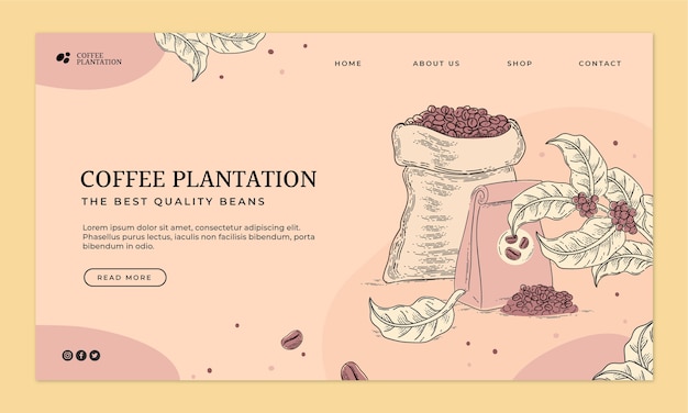 Free vector engraving coffee plantation landing page