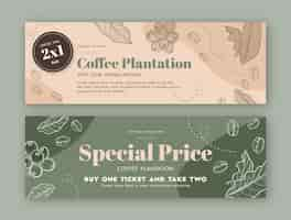 Free vector engraving coffee plantation sale banner template