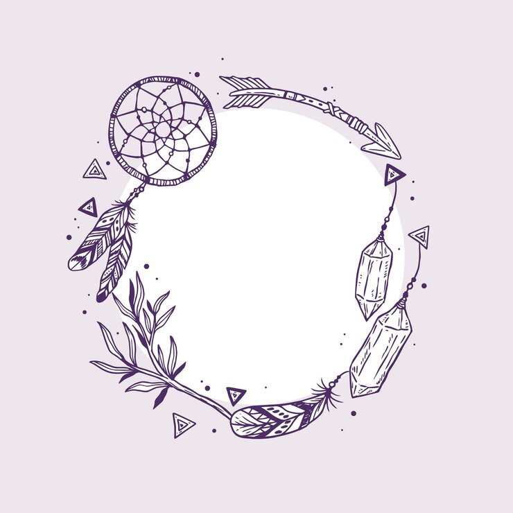 Free Vector engraving drawn beautiful boho frame
