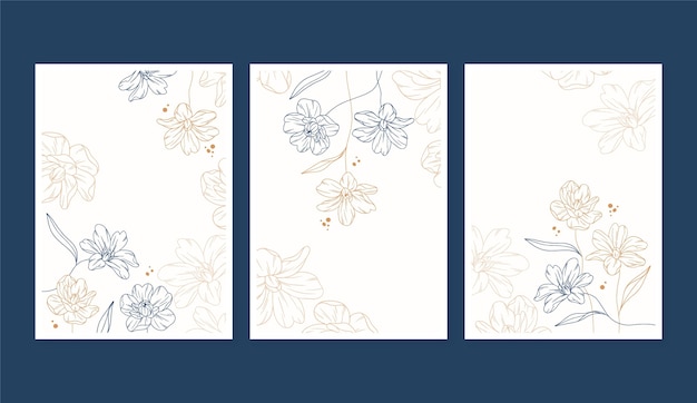 Free vector engraving floral cards template