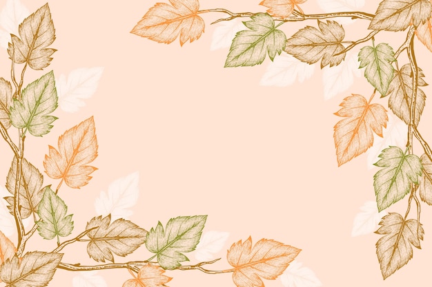 Free vector engraving hand drawn autumn leaves background