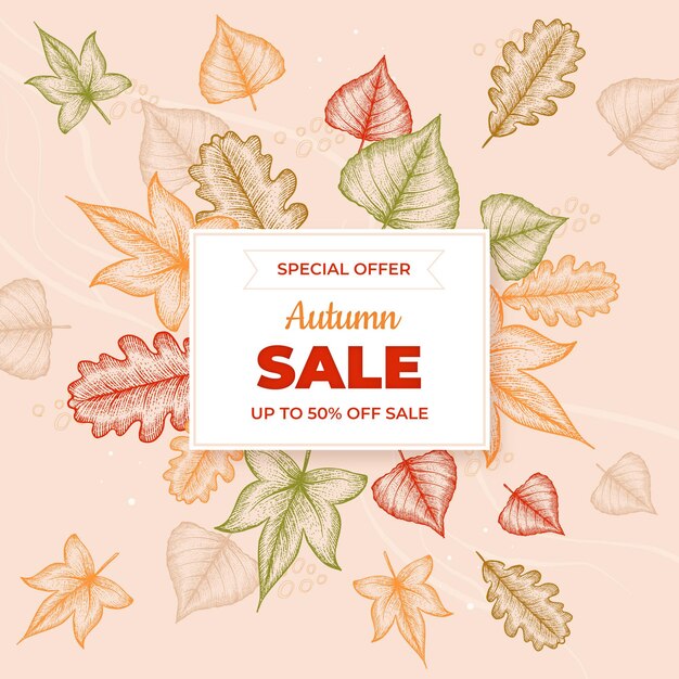 Free Vector engraving hand drawn autumn sale background