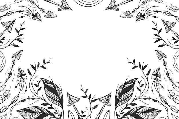 Free vector engraving hand drawn boho background