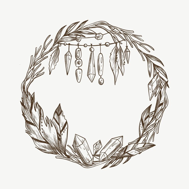 Free Vector engraving hand drawn boho frame