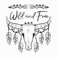 Free vector engraving hand drawn boho lettering