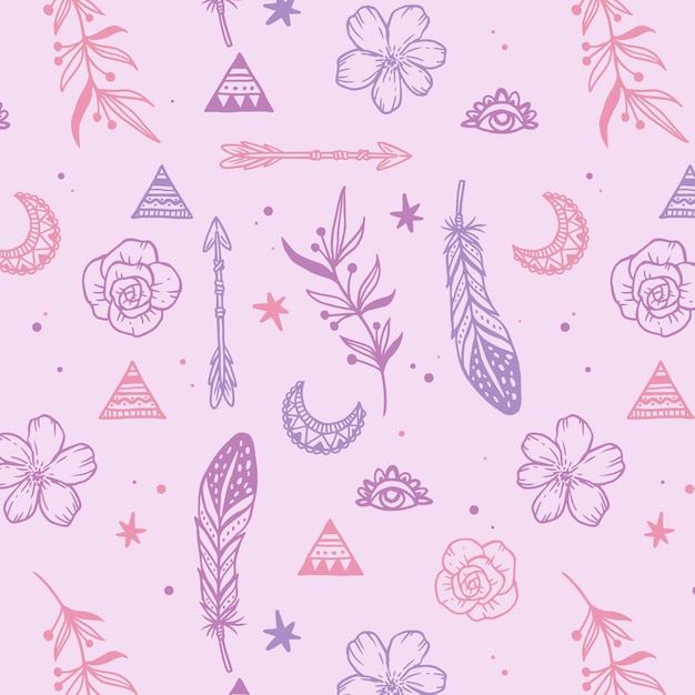 Free vector engraving hand drawn boho pattern