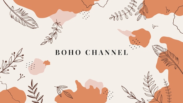 무료 벡터 조각 손으로 그린 boho youtube 채널 아트 템플릿