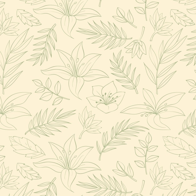 Free vector engraving hand drawn botanical pattern design