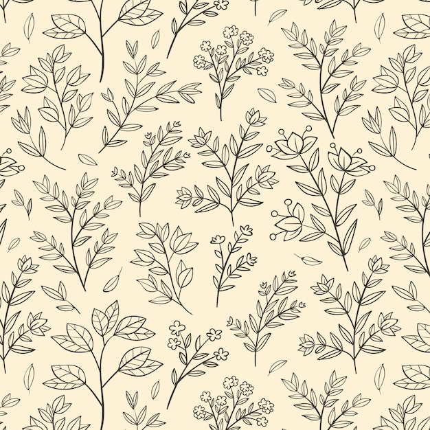 Free vector engraving hand drawn botanical pattern design