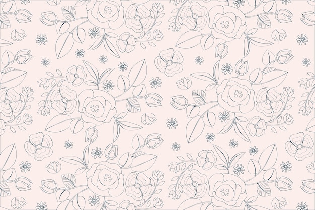 Engraving hand drawn botanical pattern design