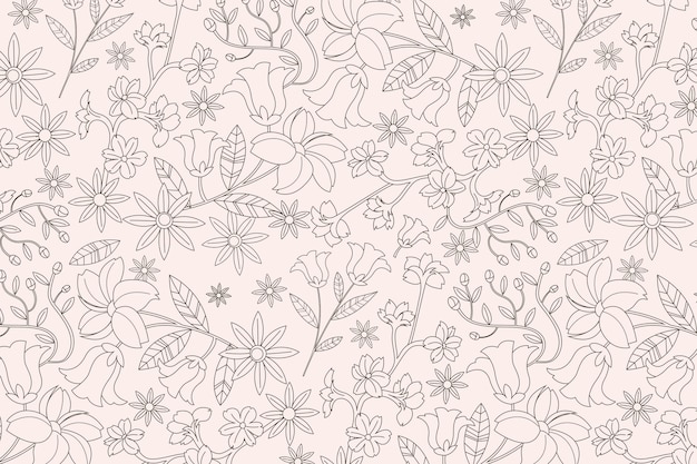 Engraving hand drawn botanical pattern design