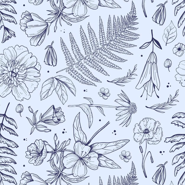 Гравюра рисованной ботанический узор дизайн