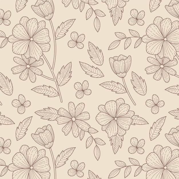 Бесплатное векторное изображение Гравюра рисованной ботанический узор дизайн