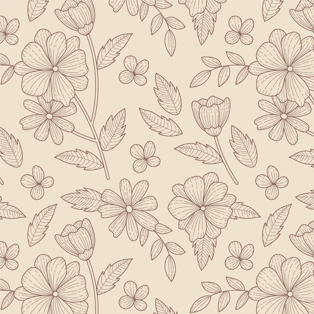 Engraving hand drawn botanical pattern design