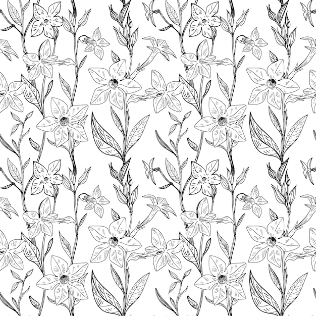 Free vector engraving hand drawn botanical pattern design